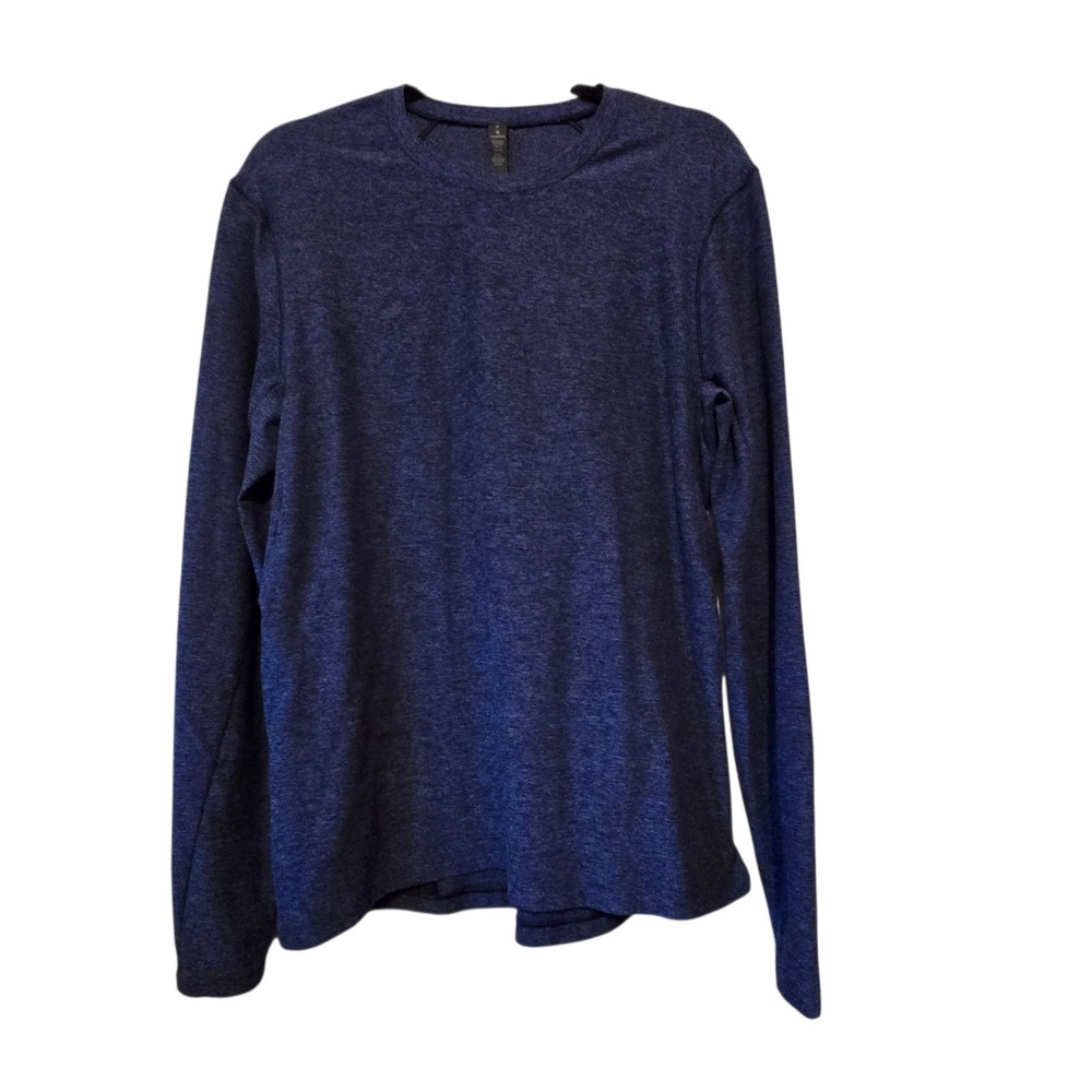 Lululemon Surge Warm Crew Shirt Men's M Heathered Blue Black Long Sleeve Workout